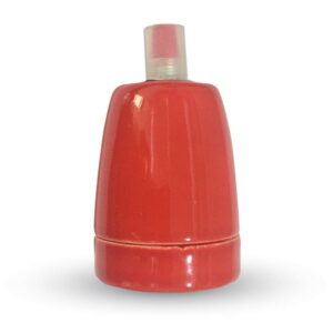 V-TAC Portalampada in Porcellana E27 (Max 60W) Colore Rosso