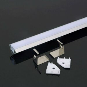 V-TAC Profilo in Alluminio Angolare Colore Silver per Strip LED (Max l: 12,1mm) Copertura Satinata 2000 x 19 x 19mm