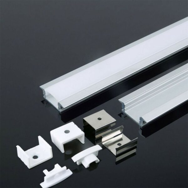 V-TAC Profilo in Alluminio Colore Bianco per Strip LED a Incasso (Max l: 12,4mm) 2000 x 24,7 x 7mm