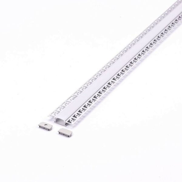 V-TAC Profilo in Alluminio Colore Silver per Doppia Strip LED ad Incasso per Cartongesso (Max l: 20,7mm) Copertura Satinata 2000 x 61,5mm