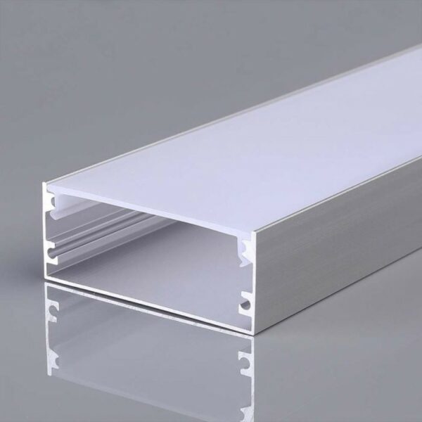 V-TAC Profilo in Alluminio Colore Silver per Strip LED (Max l: 12,4mm) Copertura Satinata 2000x50x20mm