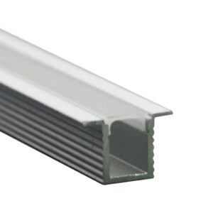 V-TAC Profilo in Alluminio Colore Silver per Strip LED a Incasso Copertura Satinata 2000 x 12.4 x 9mm