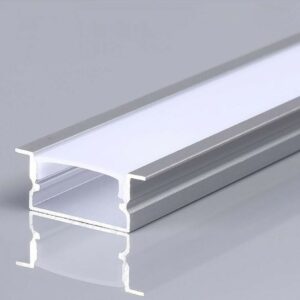 V-TAC Profilo in Alluminio Colore Silver per Strip LED a Incasso (Max l: 12,4mm) Copertura Satinata 2000x20x10mm