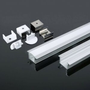 V-TAC Profilo in Alluminio Colore Silver per Strip LED a Incasso (Max l: 12,5mm) Copertura Satinata 2000 x 24,5 x 12,2mm