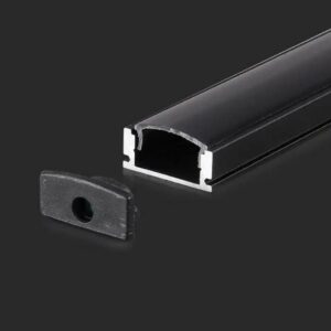 V-TAC Profilo in Alluminio Lineari Colore Nero per Strip LED 2000 x 17,4 x 7mm