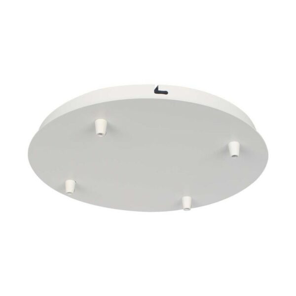 V-TAC Rosone per Lampadario in Acciaio d:300*h:25mm con 4 Fori Colore Bianco Opaco