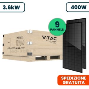 V-TAC Set 3.6kW con 9 Pannelli Fotovoltaici 400W TIER 1 Classe 1 Full black 1722*1134*30mm