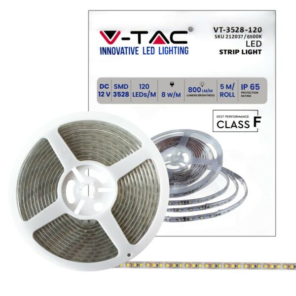 V-TAC Strip LED SMD 8W/m 5m 120 LED/m 12V 6500K IP65 9.2mm