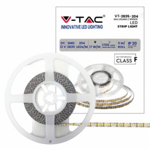 V-TAC Strip LED SMD2835 17W/m 5m 204 LED/m 12V 6400K IP20 10mm