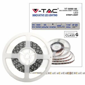 V-TAC Strip LED SMD2835 5W/m 5m 60 LED/m 12V 3000K IP20 8mm Zig-Zag