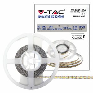 V-TAC Strip LED SMD3528 17W/m 5m 204 LED/m 12V 4000K IP20 10mm