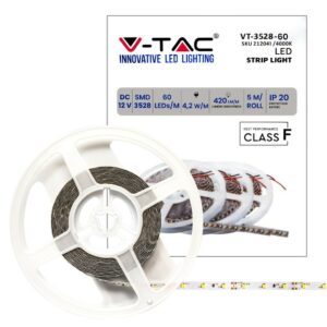 V-TAC Strip LED SMD3528 4,2W/m 5m 60 LED/m 12V 4000K IP20 8mm