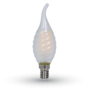 V-TAC VT-1923 Lampadina LED E14 4W Candela fiamma frost twist filamento - Bianco freddo 6400K - SKU 7112