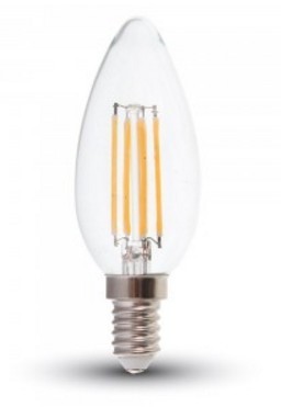 V-TAC VT-1986D Lampadina LED E14 4W Candela filamento dimmerabile - Bianco Caldo 2700K - SKU 4365