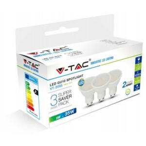 V-TAC VT-2095 Confezione 3 faretti LED GU10 5W - Bianco freddo 6400K - SKU 7271