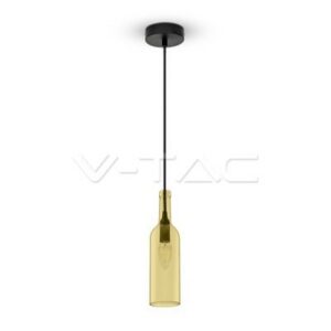 V-TAC VT-7558 Lampadario in vetro a forma di bottiglia con portalampada per lampadine E14 - Colore ambrato - SKU 3770