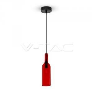 V-TAC VT-7558 Lampadario in vetro a forma di bottiglia con portalampada per lampadine E14 - Colore rosso - SKU 3769