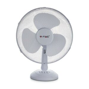 V-TAC Ventilatore da Scrivania 40W 3 Pale a 3 Velocità Rotante Colore Bianco (340mm)