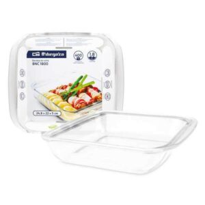 Vassoi in vetro Orbegozo serie BNC - 1,1 l - Versatilità in cucina - Resistenza e durata uniche - Tre dimensioni e capacità - Utilizzabili in forno - Microonde e lavastoviglie - Senza BPA