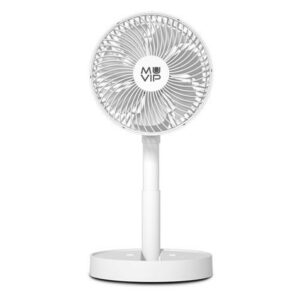 Ventilatore da Tavolo Pieghevole Portatile Muvip 6,5W Diametro 19cm - 4 Velocità - Angolo Regolabile fino a 90º - Autonomia fino a 21h - Colore Bianco