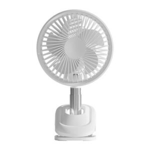 Ventilatore da tavolo XO - Tre velocità - Silenzioso - Batteria 2000Mah - Attacco Modalità Clip - Regolazione rotazione 90º - 360º - Cover Frontale Removibile - Colore Bianco