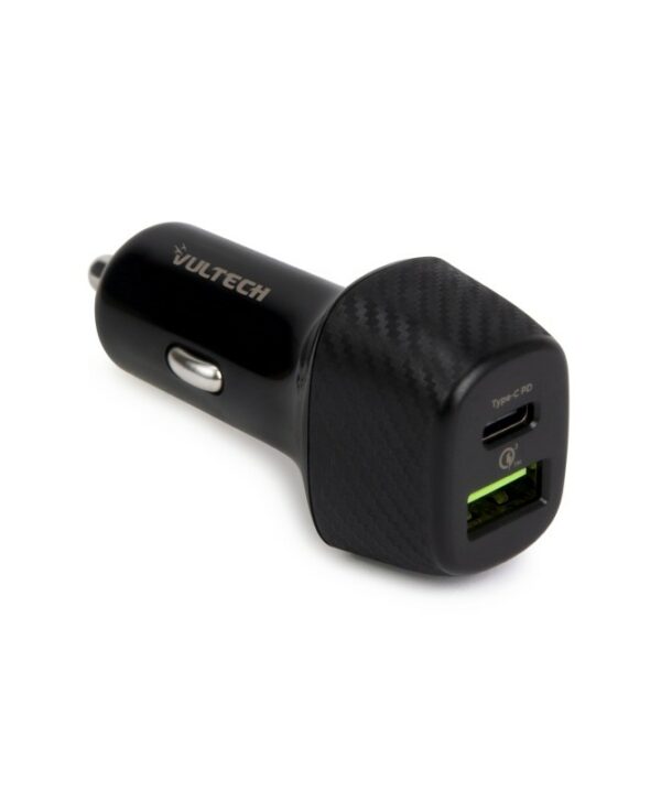 Vultech Caricatore Da Auto Con Usb (18W) E Type-C (27W) Quickcharge 3.0 Pd (Max 45W)