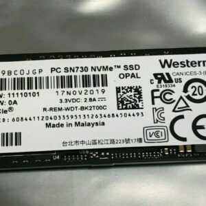 WESTERN DIGITAL SOLID STATE DRIVE SSD 256GB M.2 NVMe PCIe 3.0 SDBQNTY-256G-1001 OEM BULK