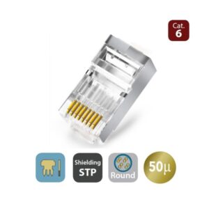 WP CABLING PLUG RETE CAT.6 CON FORI PASSANTI RJ45 STP PER CAVO TONDO RIGIDO WPC-MDP-883-6SP-R50T