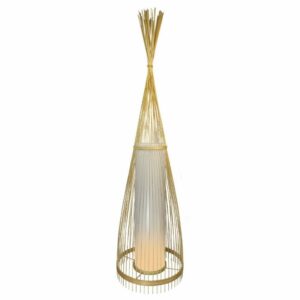 Wooden Floor Lamp with Rattan Lampshade H:94cm