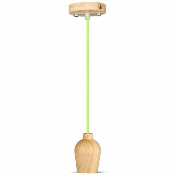 Wooden Pendant Light Green Wire