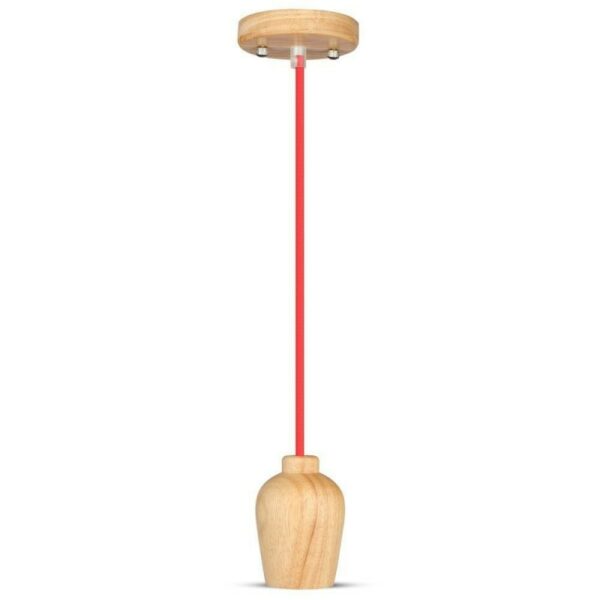 Wooden Pendant Light Red Wire