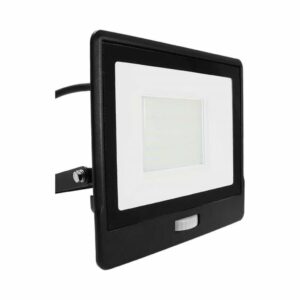 50W LED PIR Sensor Floodlight Samsung Chip Black Body 4000K 1m Cable