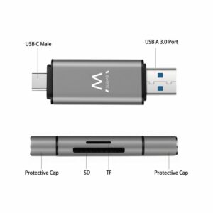 CARD READER EWENT EW1075 USB 3.2 COMPATTO CON CONNETTORE TYPE C/ A