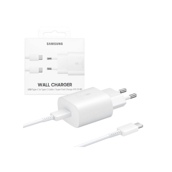 CARICABATTERIA DA RETE SAMSUNG SUPER FAST CHARGING 25W USB-C + CAVO TYPE-C EP-TA800XWEGWW WHITE