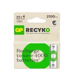 Recyko Batteria Ricaricabile 12V Stilo AA 2100mAh (Confezione 4 Pezzi)