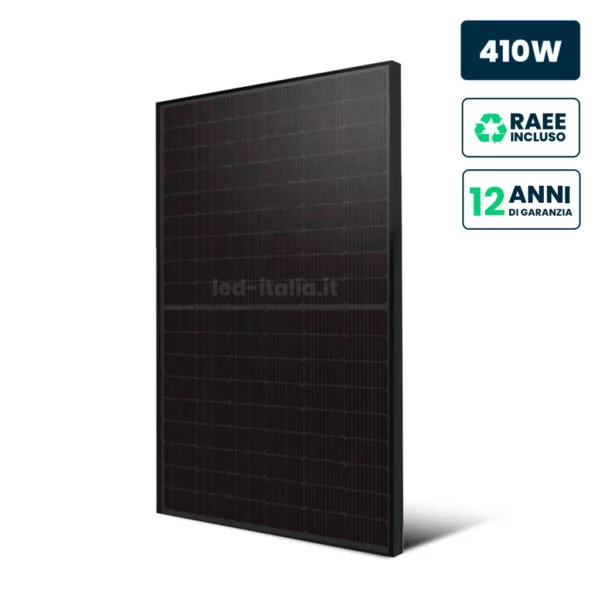 Pannello Solare Fotovoltaico Modulo 410W TIER-1, Monocristallino PERC, Full Black IP67/IP68 1724x1134x35mm