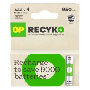 Recyko Batteria Ricaricabile 1.5V Mini Stilo AAA 950mAh (Confezione 4 Pezzi)