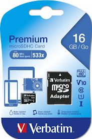 VERBATIM MICRO SD 16GB CON ADATTATORE CLAASE 10 44082