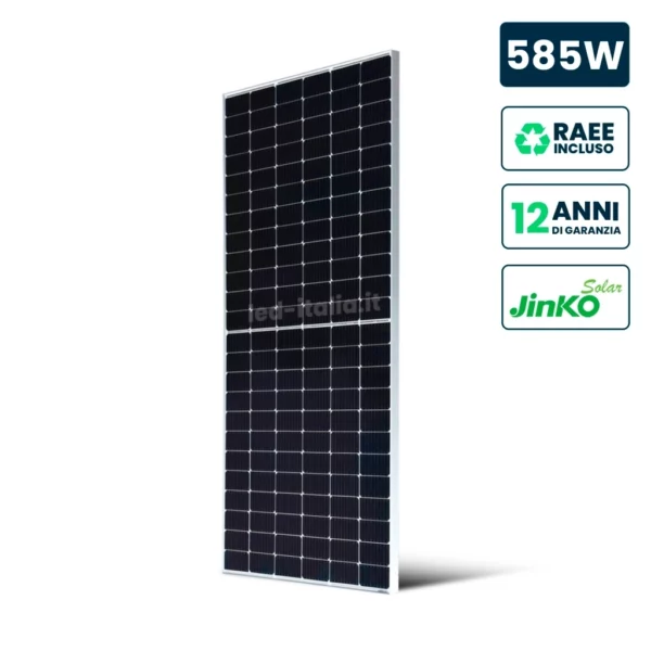 Pannello Solare Fotovoltaico Modulo 585W JINKO Solar TIER-1 Tiger Neo, Monocristallino N-Type TOPCon, Silver Frame IP67/IP68 2278x1134x30mm