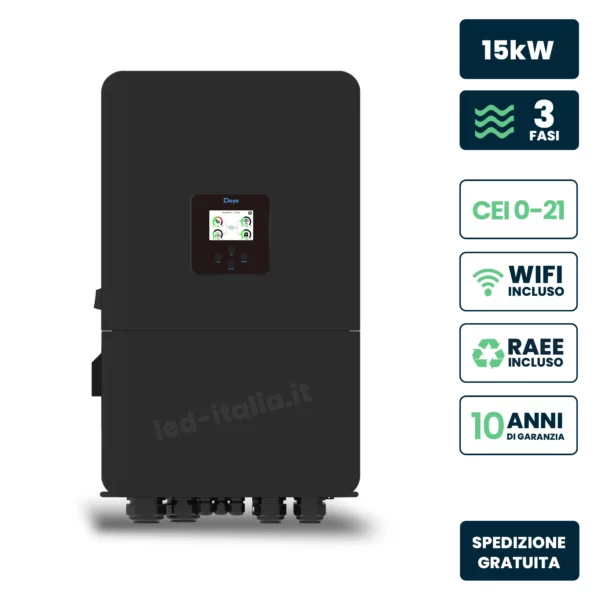 15kW Hybrid Solar Inverter Three Phase Low Voltage 10YRS Warranty Black