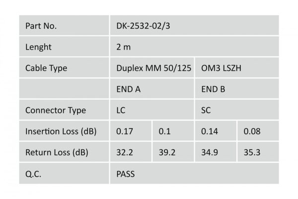 DIGITUS Fiber Optic Patch Cord LC to SC Multimode 50/125m Duplex Length 2m Class OM3 - immagine 2