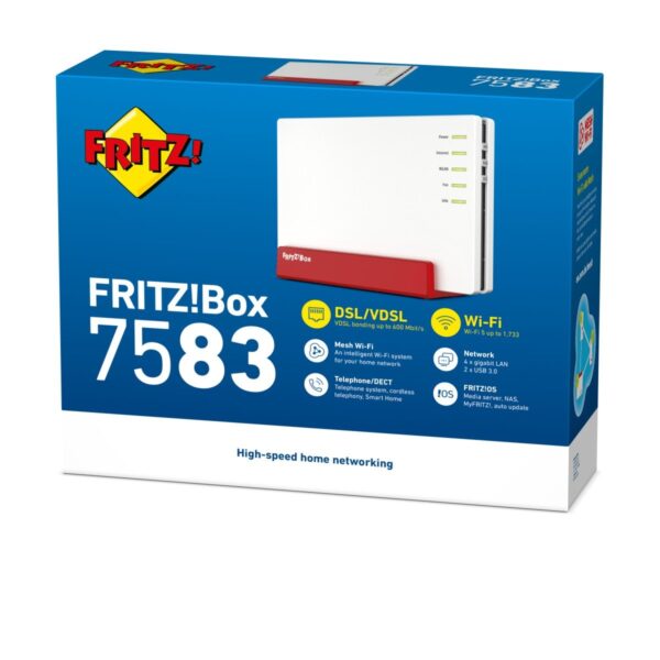 FRITZ!Box FRITZ! BOX 7583 VDSL router wireless Gigabit Ethernet Dual-band (2.4 GHz/5 GHz) 4G Rosso, Bianco - immagine 3