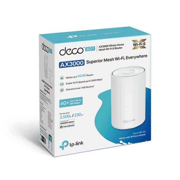 TP-Link Deco X50-4G Dual-band (2.4 GHz/5 GHz) Wi-Fi 6 (802.11ax) Bianco 3 Interno - immagine 9